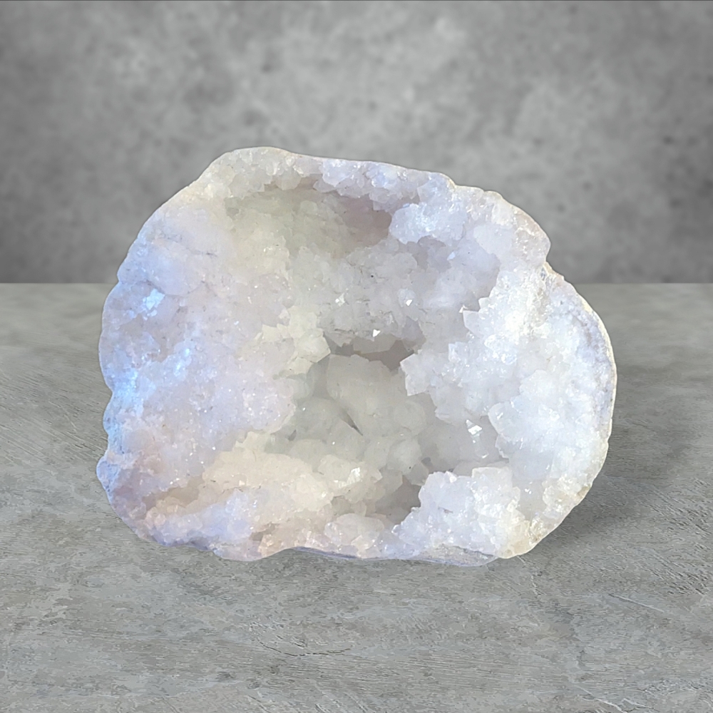 Natural White Quartz Geode - Split Agate Cluster; Crystal Cave